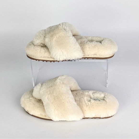 Patricia Green Shoes - Authentic Shearlings Cream Plush Slide Slippers PATRICIA GREEN